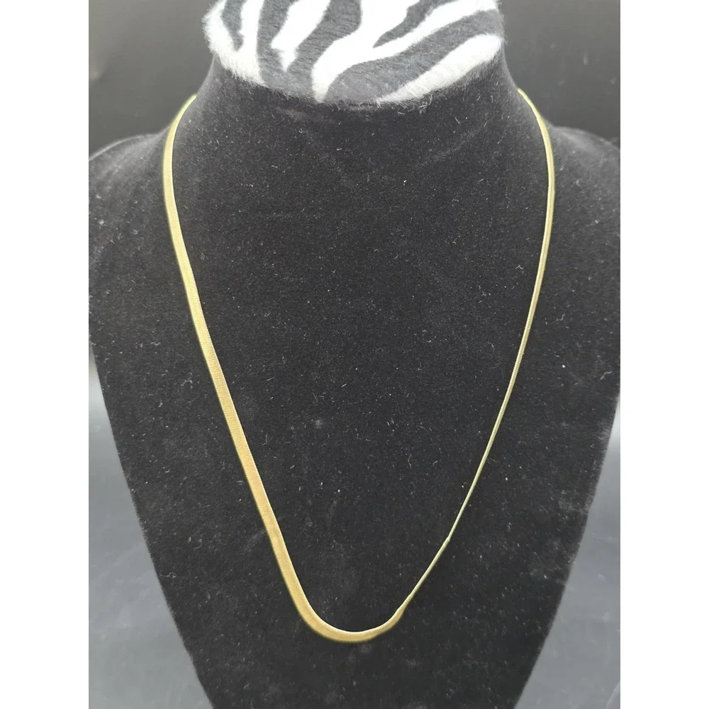 gold-tone herringbone chain necklace